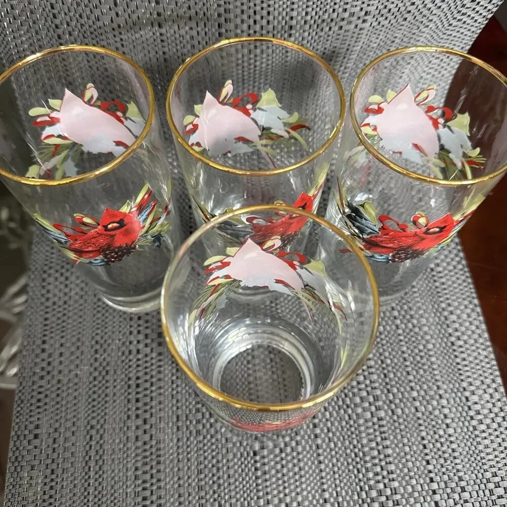 Lenox Winter Greetings, Cardinals, Gold Trim: Highball / Tumbler (s), Set Of 4